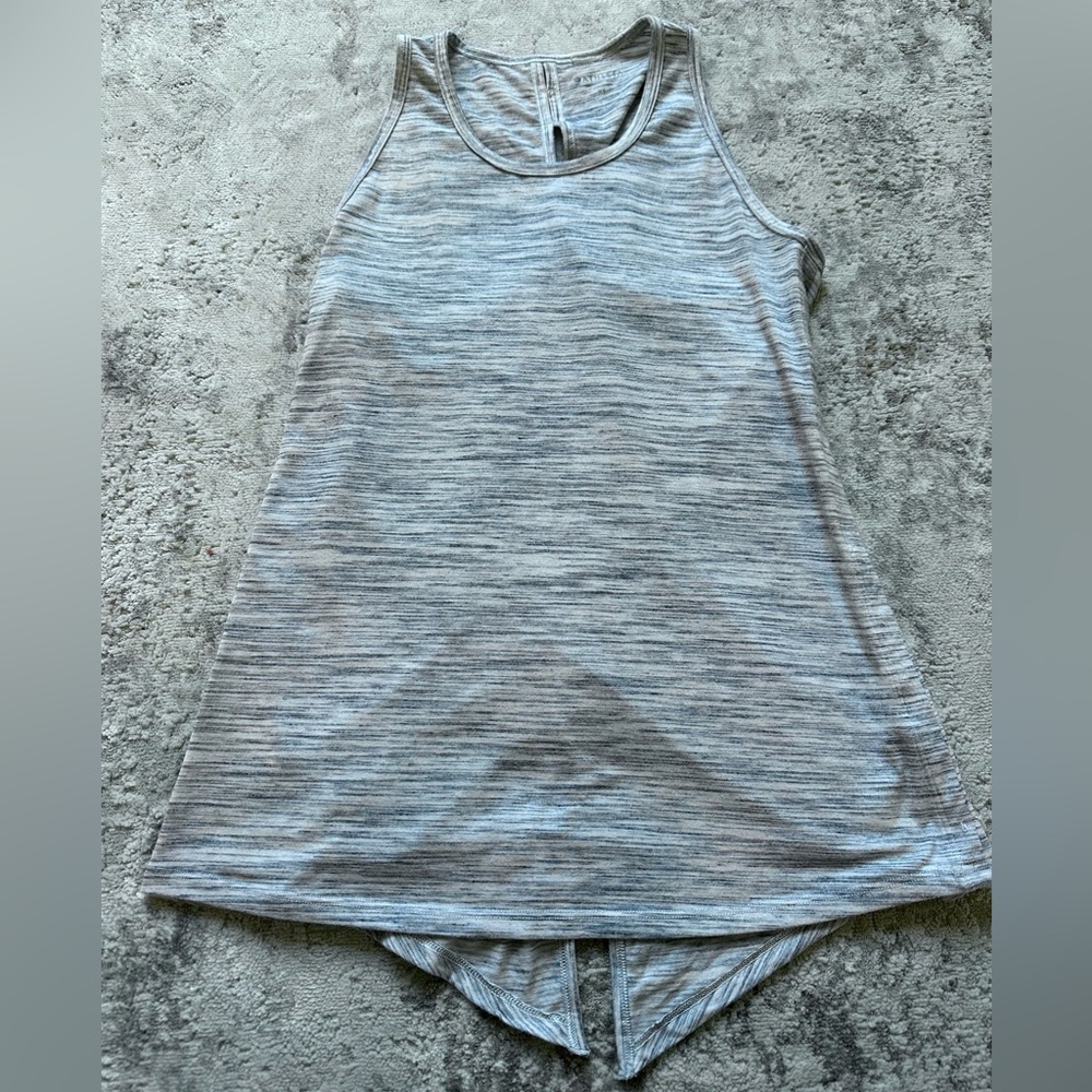 Athleta Essence Spacedye Tie or Open Back Tank Top | XS | Grey White